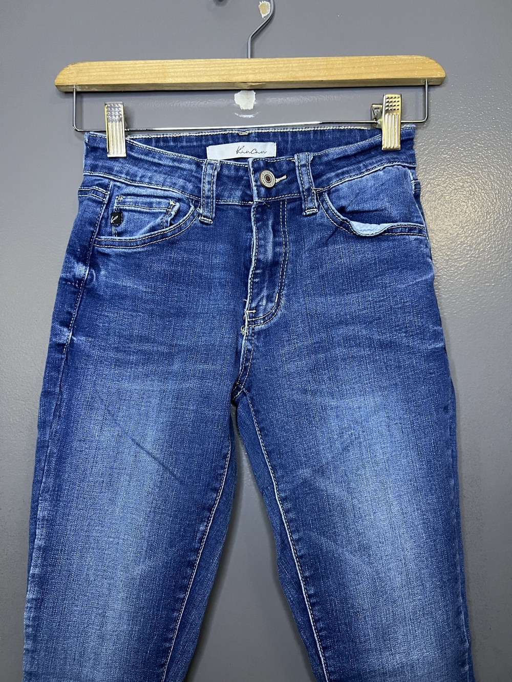 KanCan Skinny Jeans Juniors 3/25 Medium Wash Blue Faded Slim Stretch Denim